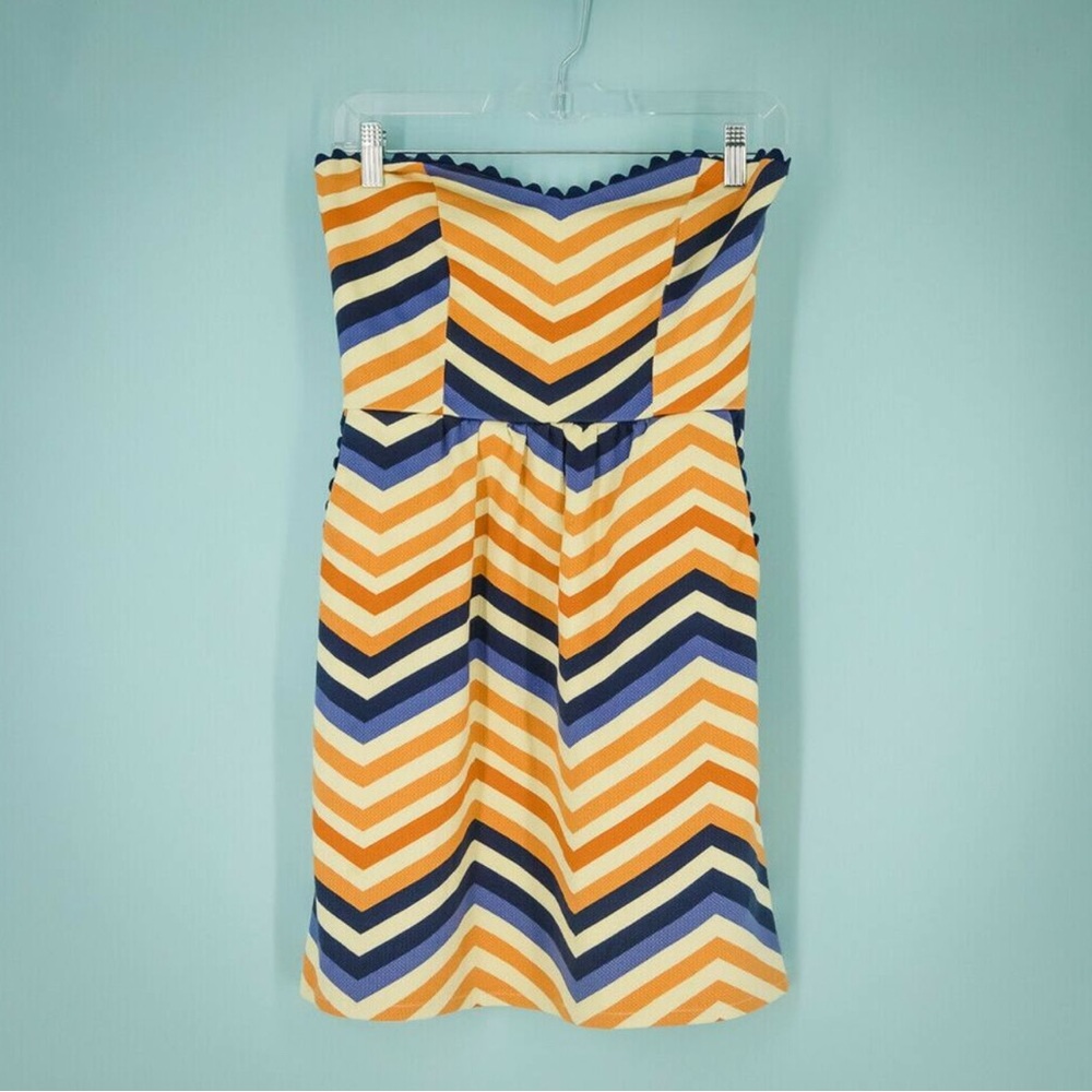 Judith March XS Chevron Striped Strapless Dress